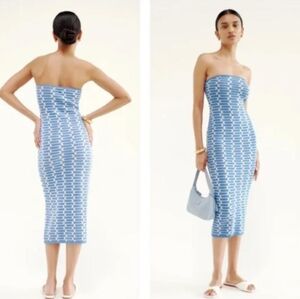 Reformation Cianna Strapless Sweater Dress in Poolside